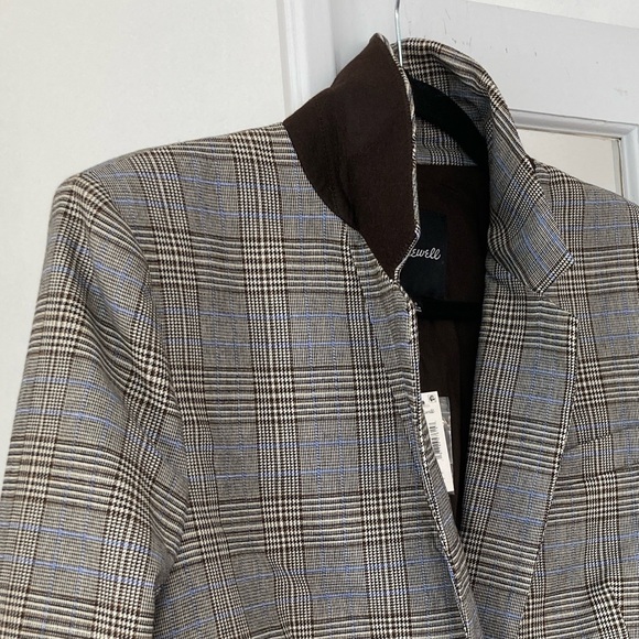 Madewell Italian Wool Fabric Houndstooth Plaid Blazer w/Contrast Felted Collar - Picture 8 of 16